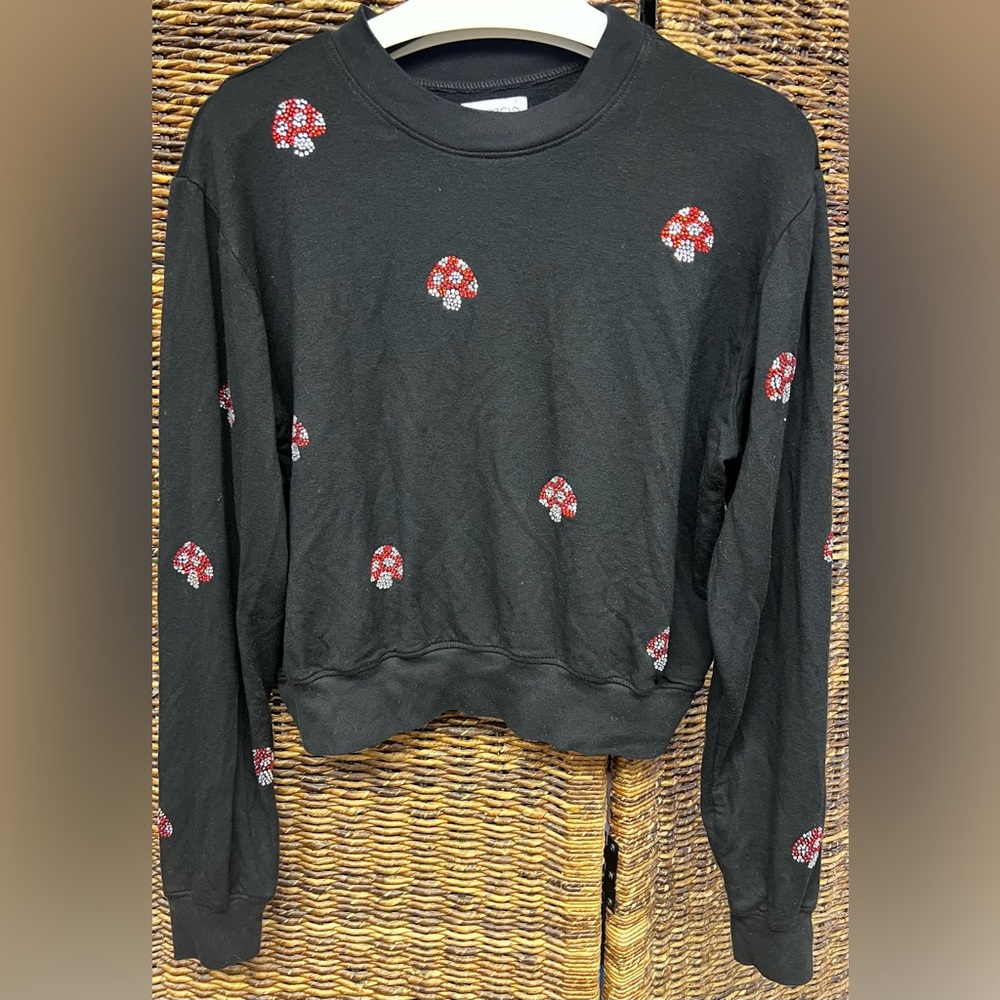 Lauren Moshi- Black Mushroom Design Women's Top, Size: Small,‎ Pre-Owned